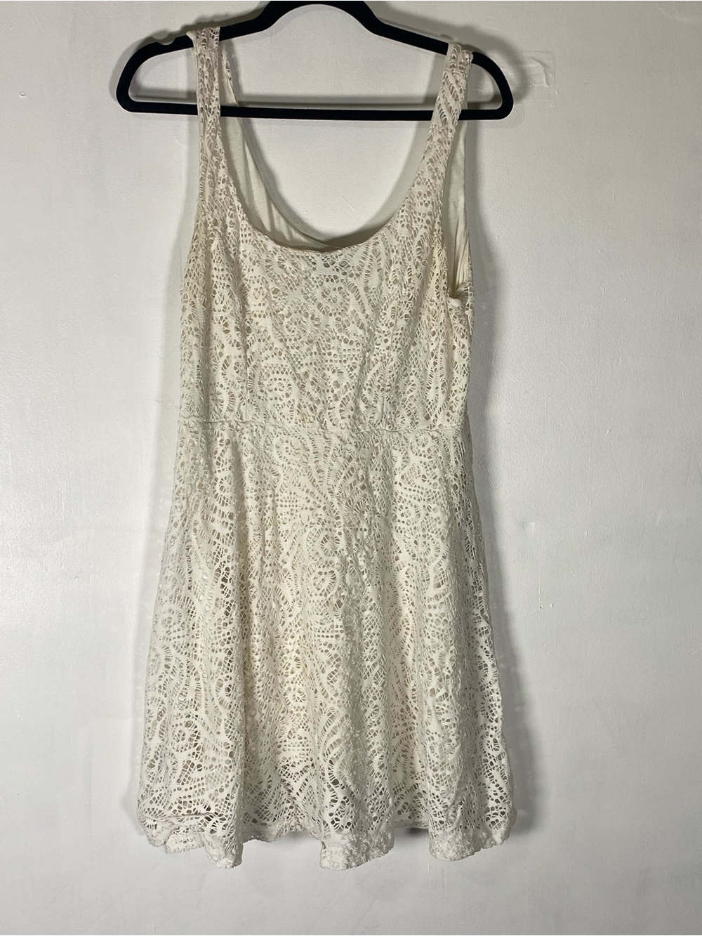 White Eyelet Mini Sundress Scoop Neck Coquette Cottagecore Y2K Summer Dress M - Picture 1 of 5